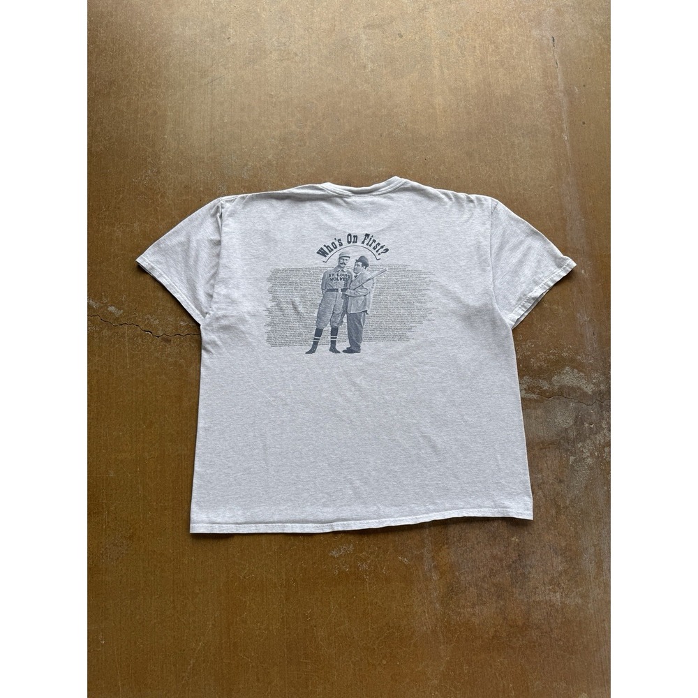VTG Abbott & Costello Comedians Baseball Who's On First? Parody T-Shirt XXL